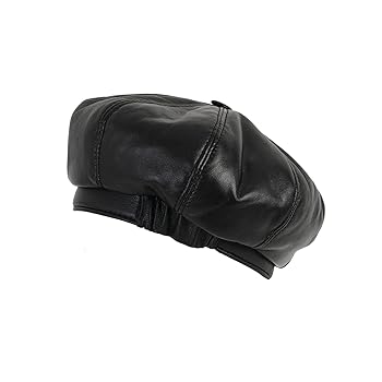Mumcu's Leather Newsboy Hat, Women Men Unisex 8 Panel Cabbie
